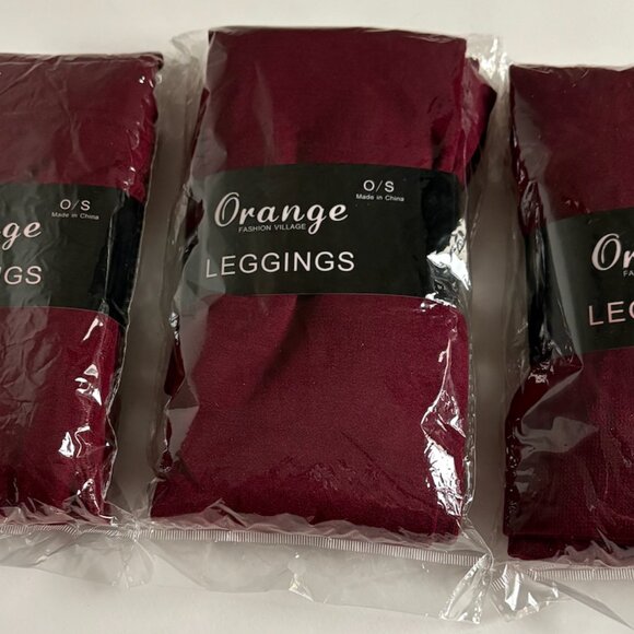Bundle of 3 Orange Fashion Village Leggings - Burgundy - O/S - Picture 2 of 10